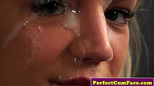 British skank facialized after cocksucking