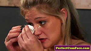 British skank facialized after cocksucking