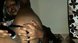 Ebony Milf Soaks Floor With Squirt From Eggplant Anal