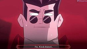 Modeus, el demonio lujurioso, chupa una polla monstruosa en Helltaker