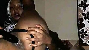 Ebony Milf Soaks Floor With Squirt From Eggplant Anal