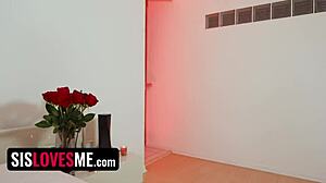 Keira Croft lets her stepbro drill her tight asshole for Valentine's Day.