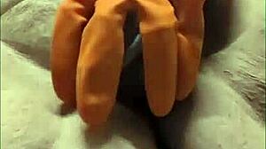 Check out this milf fingering her huge hairy pussy with dildo 😍