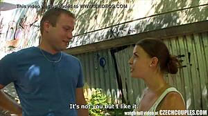 Czech Young 18+ Couple Paid for Public Foursome