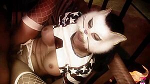 Naughty Brunette Kitty Mask Facial