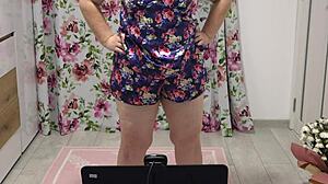 juicy pawg shakes in different panties near webcam, chubby milf home fetish