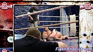 European Babes Engage In Intense Wrestling Match In The Boxing Ring