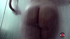 Model dries off after shower