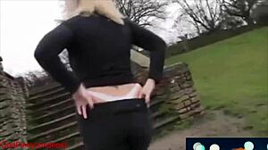 Mature milf walk with big ass leggings