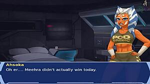 The orange trainer says, 'Submit to my assfucking and blowjob in Star Wars slave costume'