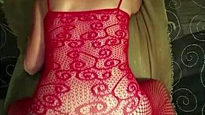 slut wife fucks a large double dildo