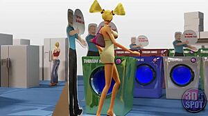 Two busty lesbians boldly try double dildo in public store, uncensored fun