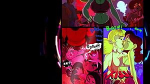 cartoon characters partying at the big event