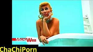 malena gracia strips totally naked in the bathtub, enjoying a relaxing soak.