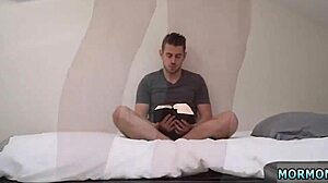 British twink calhoun blows his first cock 😍