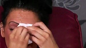 Nasty Idol Swallows Jizz Load on Face! What a Mess!