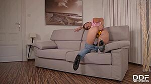 Hungarian nympho masturbates with bottle