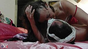 French Amateur In Red Satin Teases Deep