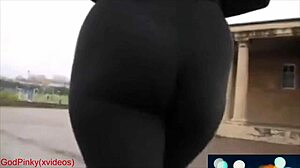 Mature milf walk with big ass leggings