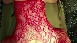 slut wife fucks a large double dildo