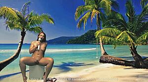 Curvy amateur masturbates with glass dildo on webcam.