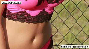 Beautiful blonde making striptease and showing pussy xczech com