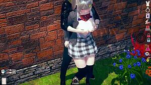 I love playing with this blonde big tits JK in 3D hentai.