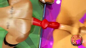 Two busty lesbians boldly try double dildo in public store, uncensored fun