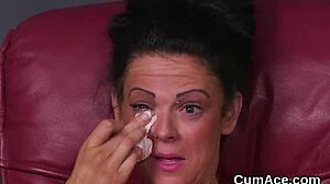 Nasty Idol Swallows Jizz Load on Face! What a Mess!