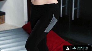 Nuru massage - horny customer plays with his masseuses tight pussy