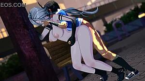 Arlecchino from Genshin Impact in intense doggystyle hentai