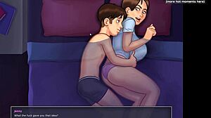 Waking up stepsister for a surprising cartoon game moment. What happens next in Summertime Saga?