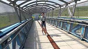 Risky public sex on pedestrian bridge gets wild