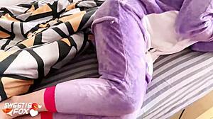 Young Babe With Big Ass Bends Over For Blowjob And Hard Pussy Fuck In Early Morning POV, Ending With Facial In Kigurumi