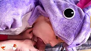 Young Babe With Big Ass Bends Over For Blowjob And Hard Pussy Fuck In Early Morning POV, Ending With Facial In Kigurumi