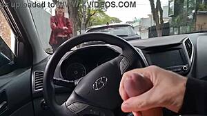 Risky Outdoor Handjob for Student in Public Muff Diving