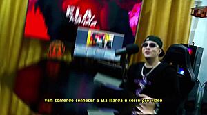 Gih Spanik puts redhead on all fours on podcast table