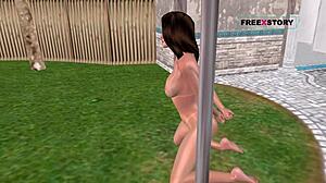 Animated 3D Cartoon Cute Girl Masturbates Intensely Using Carrot In Hentai Video