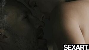 see her big natural tits bouncing as she rides her lover in missionary?