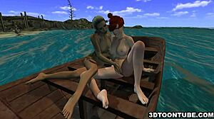 Foxy 3D Lesbian Babe Enjoys Boat Ride