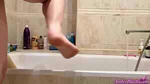 Blonde Masturbates Pussy and Orgasms in the Bathroom