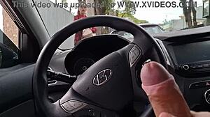 Risky Outdoor Handjob for Student in Public Muff Diving