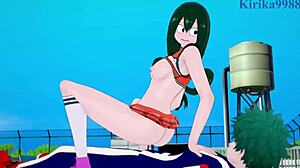 Tsuyu Asui and Kyoka Jiro get intense with Izuku Midoriya in this My Hero Academia hentai.