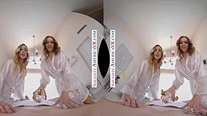 It's your first time at the massage parlor with petite blondes Aiden Ashley and Tiffany Watson, featuring cum on tits