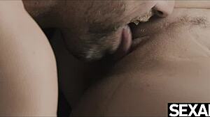 see her big natural tits bouncing as she rides her lover in missionary?