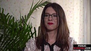 Busty Slut Publicly Submits in Front of Crowding Voyeurs