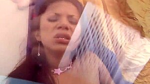 little lorie explores lesbian teasing with fingering and striptease