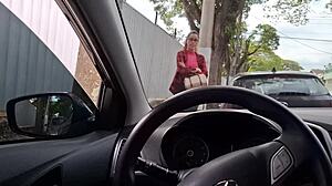 Risky Outdoor Handjob for Student in Public Muff Diving