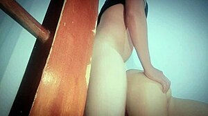 This African American girl has a big booty that's just amazing.