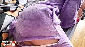 Young Babe With Big Ass Bends Over For Blowjob And Hard Pussy Fuck In Early Morning POV, Ending With Facial In Kigurumi
